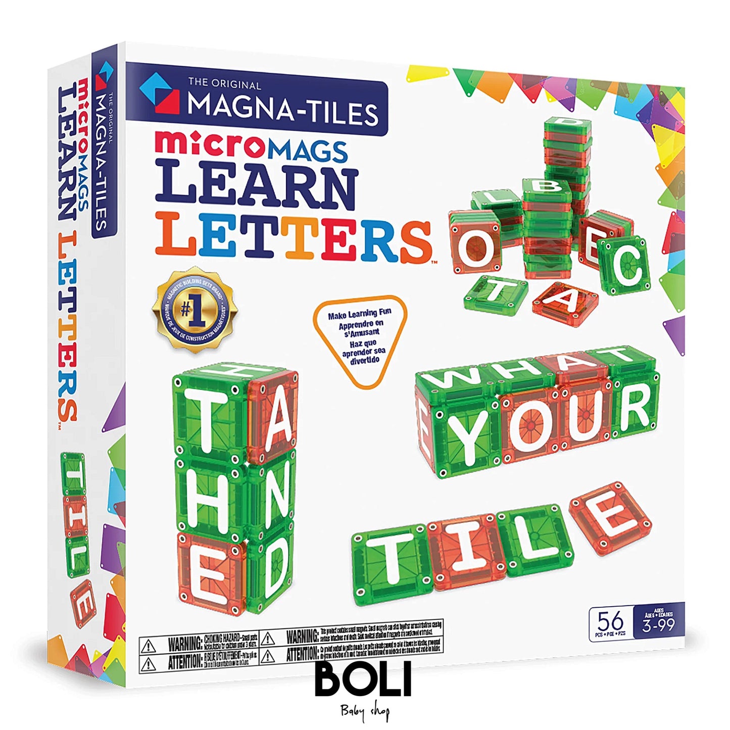 Magna-Tiles microMAGS Learn Letters