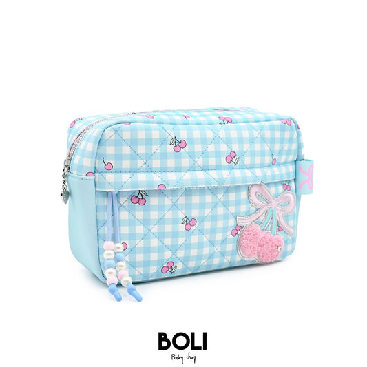 Cherry Gingham Quilted Pouch
