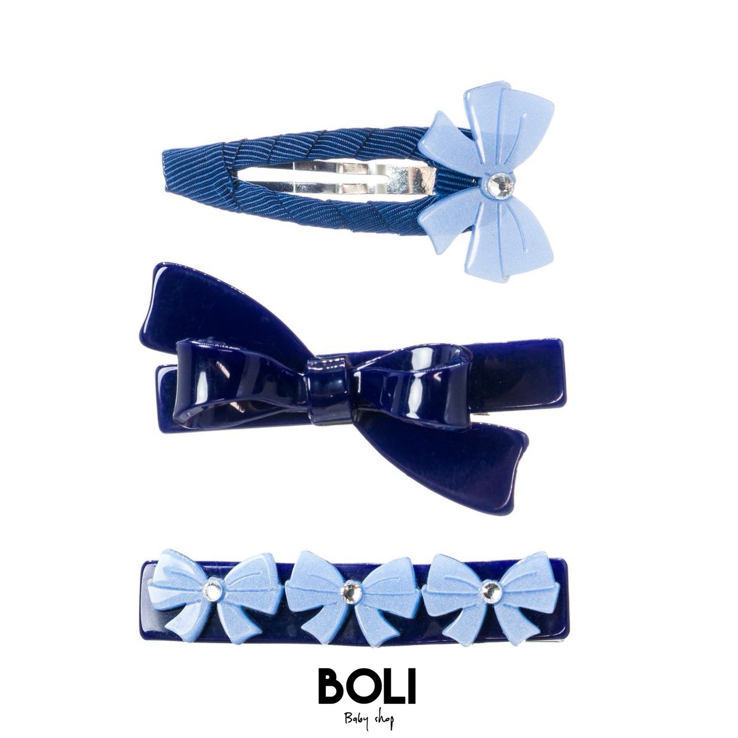Bows Navy Clip Set