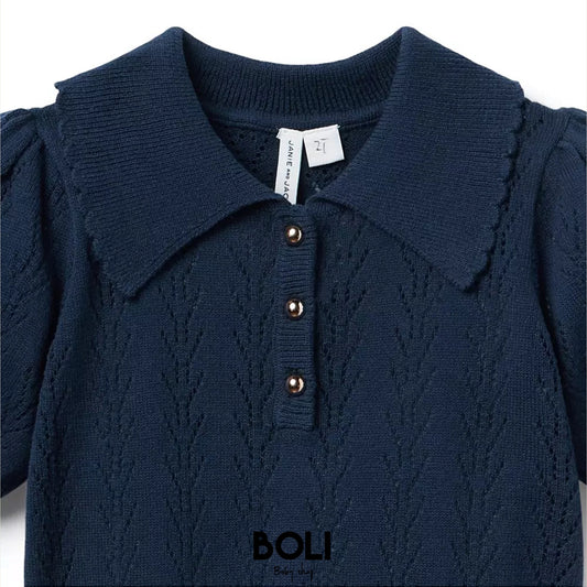 Pointelle Sweater Polo