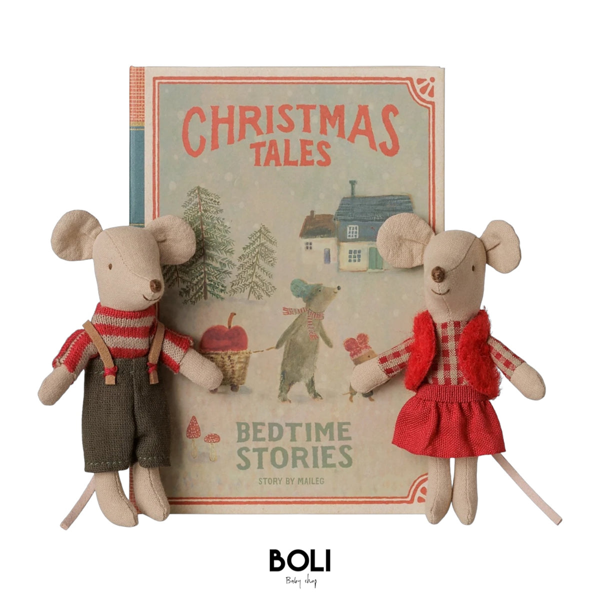 Christmas twin mice, Little sister and brother in book
