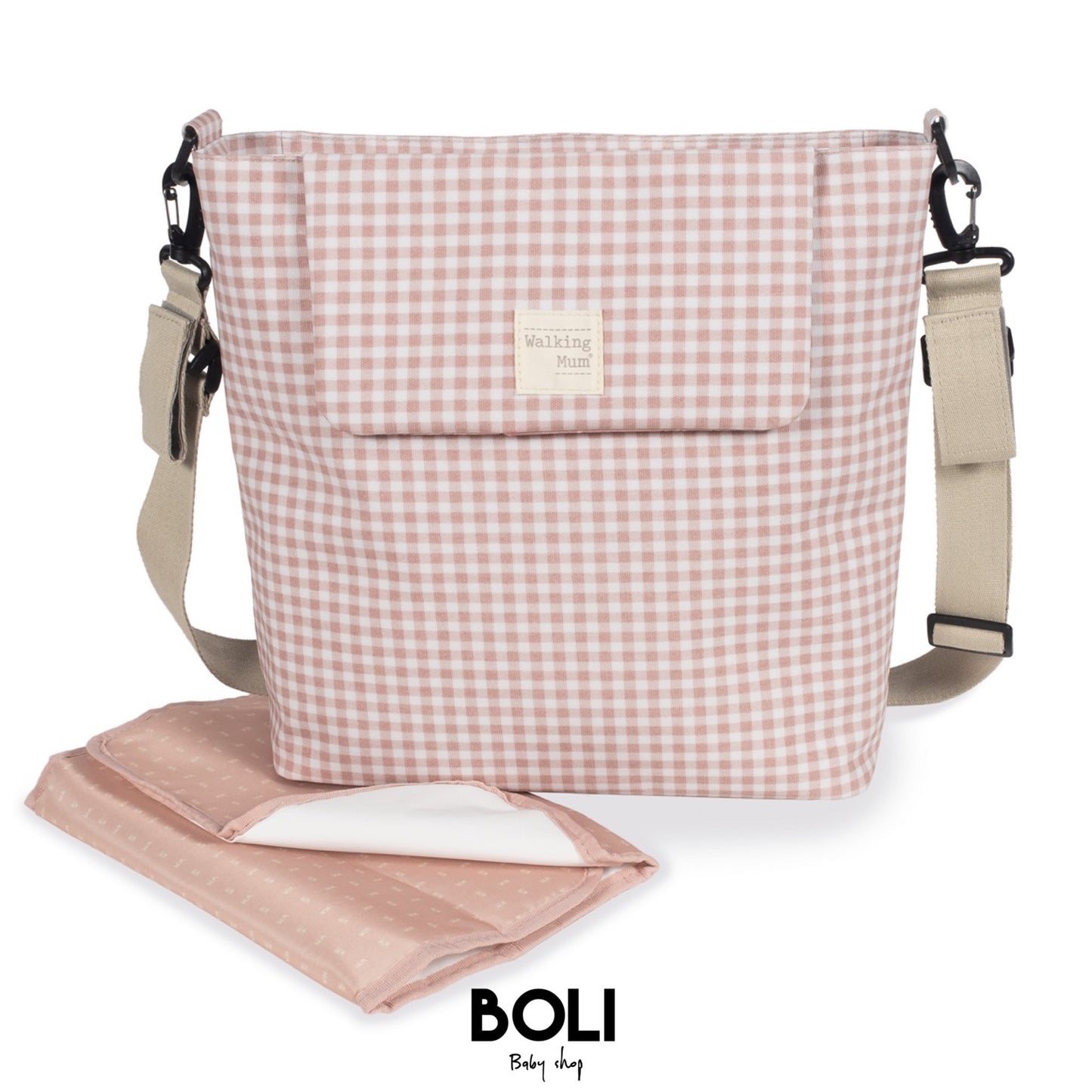 Bolsa canastilla Vichy rosa