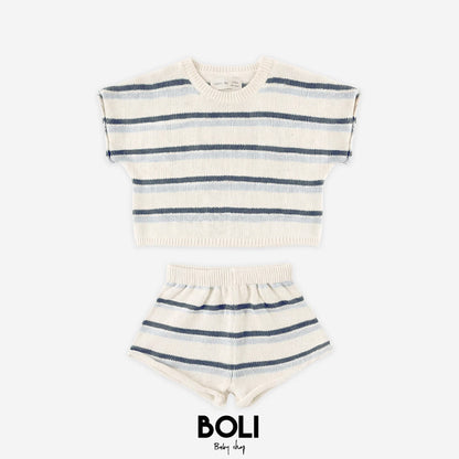 Relaxed Summer Knit Set Ocean Stripe