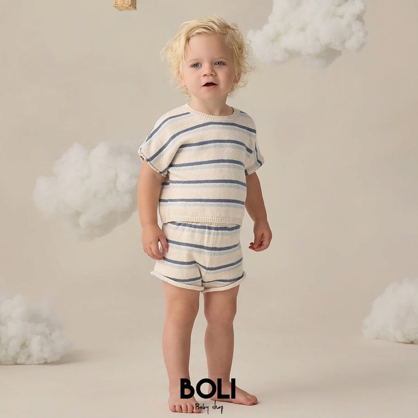 Relaxed Summer Knit Set Ocean Stripe