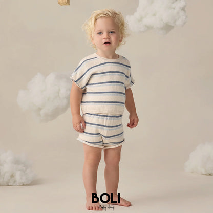 Relaxed Summer Knit Set Ocean Stripe