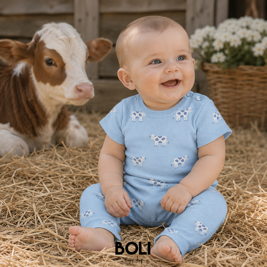 Blue Cow Romper