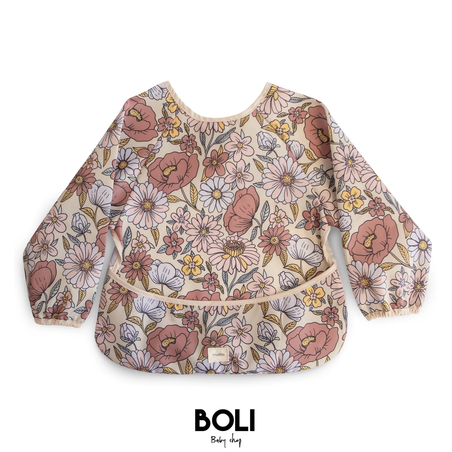 Long Sleeve Bib Retro Flowers