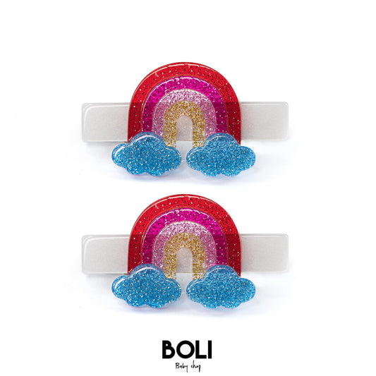 Rainbow Glitter Hair Clips