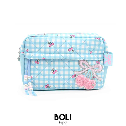 Cherry Gingham Quilted Pouch