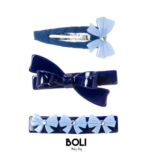 Bows Navy Clip Set