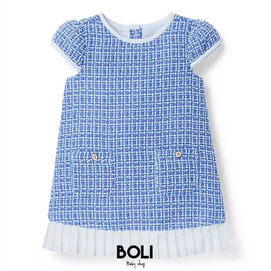 Blue Tweed Dress