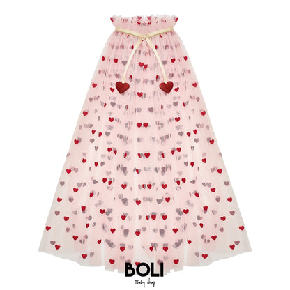 Heart print cape