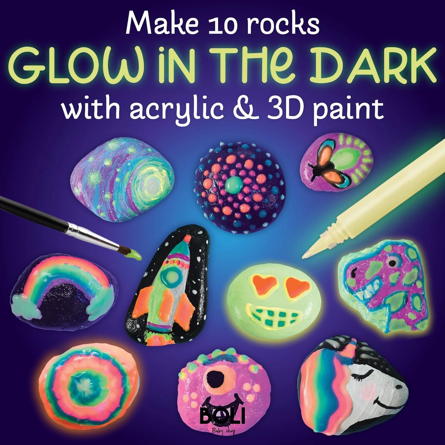Glow in the dark rock painting kit