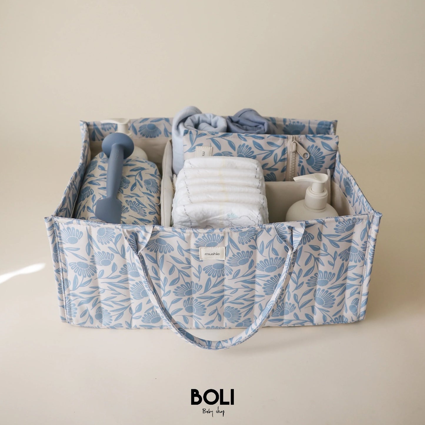 Diaper Caddy Blue Flowers