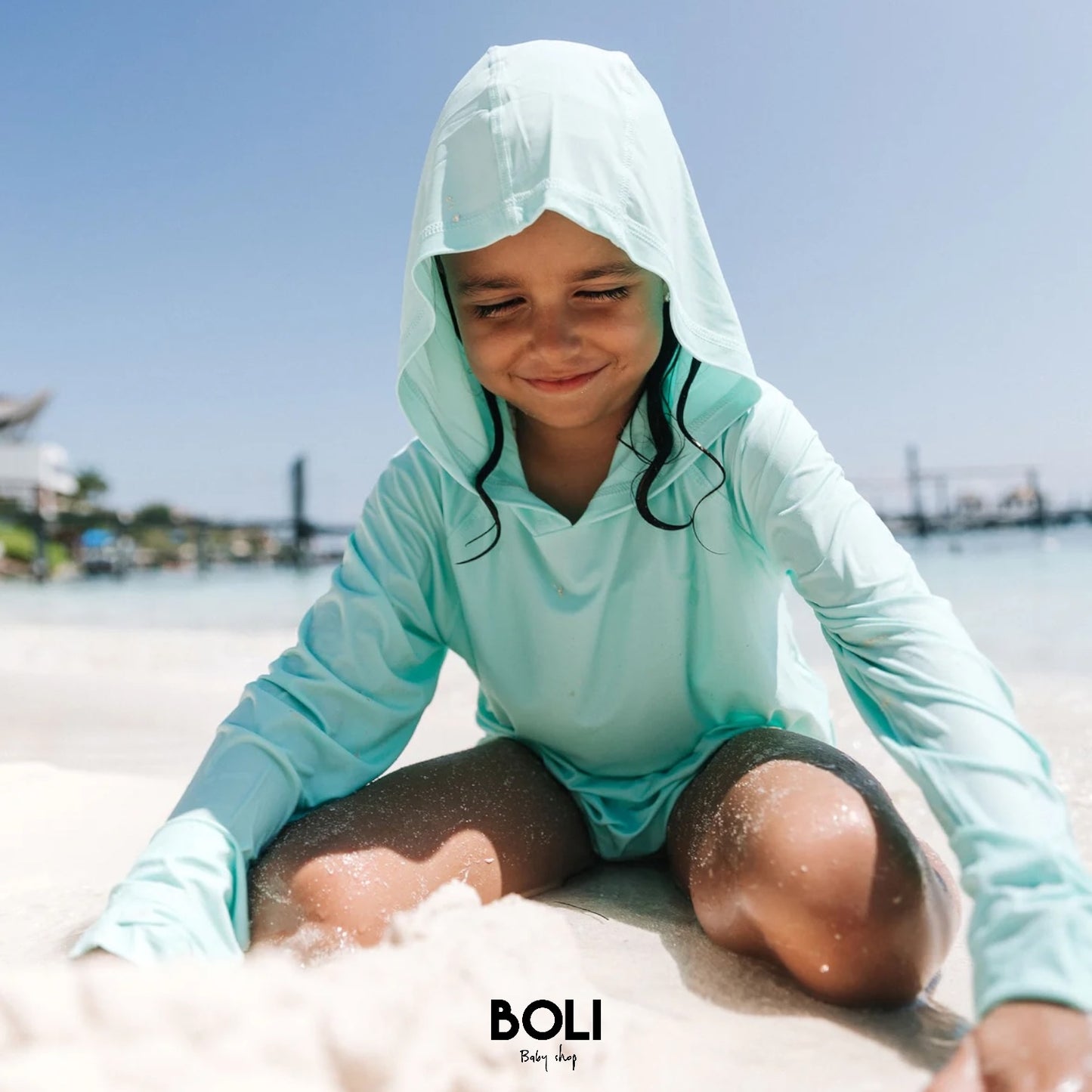 Aleta Azul Hooded Long Sleeve Glacier Blue