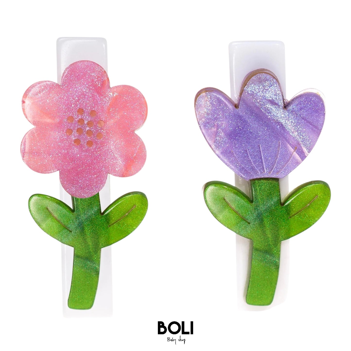 Tulip Flower Pink & Purple Hair Clips