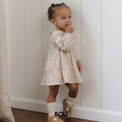 Ruffle Collar Button Dress Pink Blossom