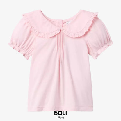 Ruffle Collar Puff Sleeve Top