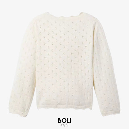 Embroidered Floral Pointelle Cardigan