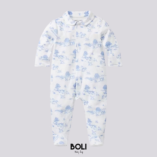 Baby Meadow Toile Footed One-Piece