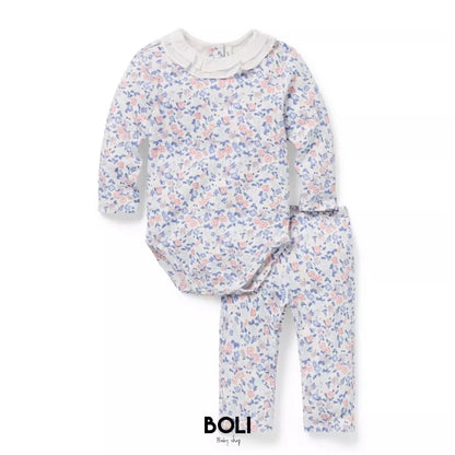 Baby Ditsy Floral Ruffle Collar Matching Set